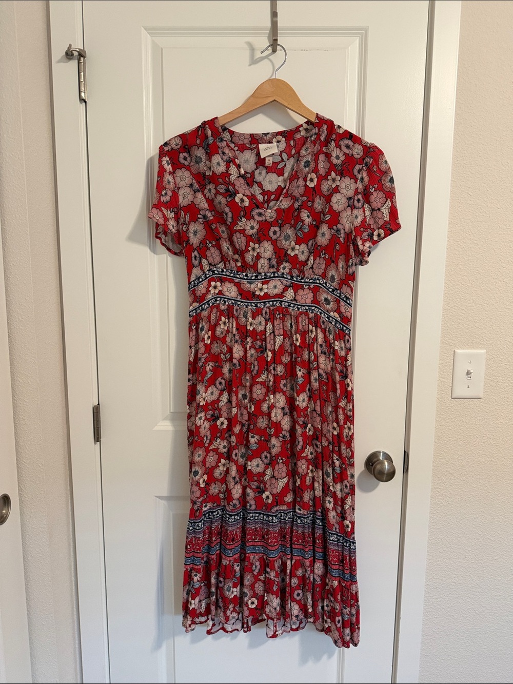 Knox Rose Red Floral Maxi Dress with Patterned Trim